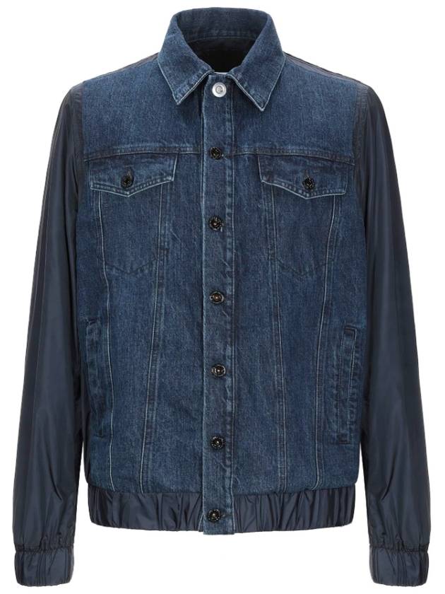 Black Gold Blue Denim and Nylon Jacket - DIESEL - BALAAN 5