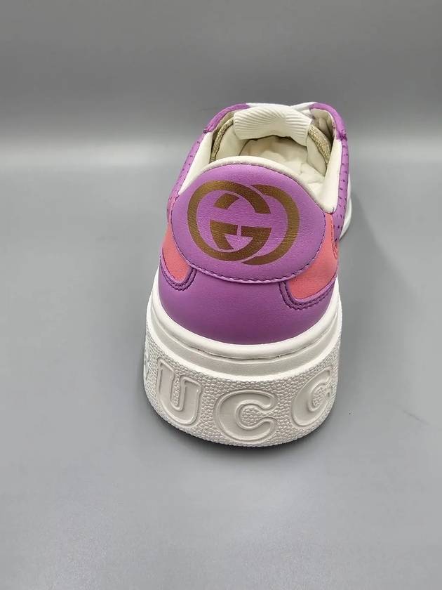 Women's GG Embossed Low Top Sneakers Beige Purple - GUCCI - BALAAN 8