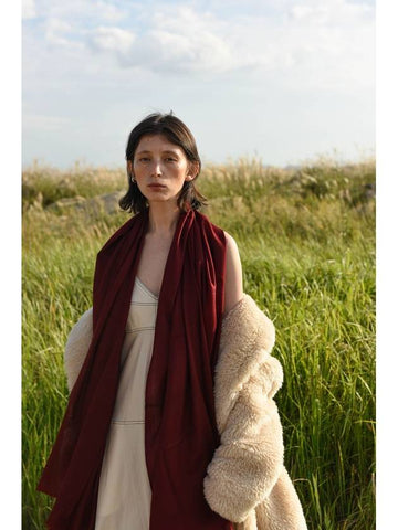 Cashmere Pashmina Muffler Deep Wine - WILL'O THE WISP - BALAAN 1