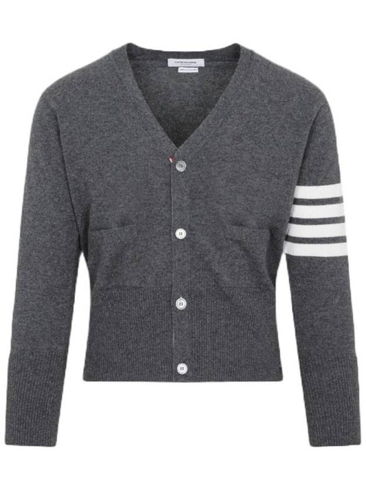 Men's Diagonal Classic Cashmere Cardigan Mid Grey - THOM BROWNE - BALAAN 2