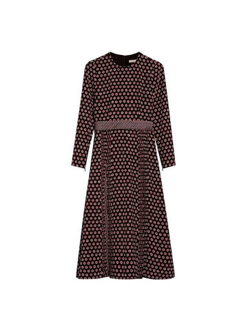 Women's Spot Print Silk Midi Dress Brown - BURBERRY - BALAAN 1