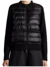 Wool Padded Zip-Up Cardigan Black - MONCLER - BALAAN 3