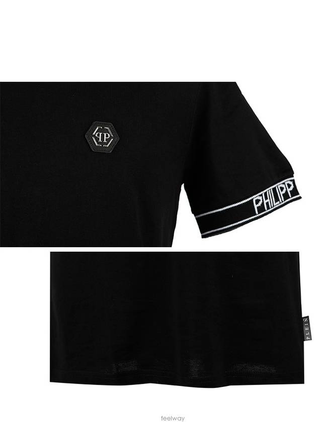 Jacquard Logo Lettering Cotton Short Sleeve T-shirt Black - PHILIPP PLEIN - BALAAN 6