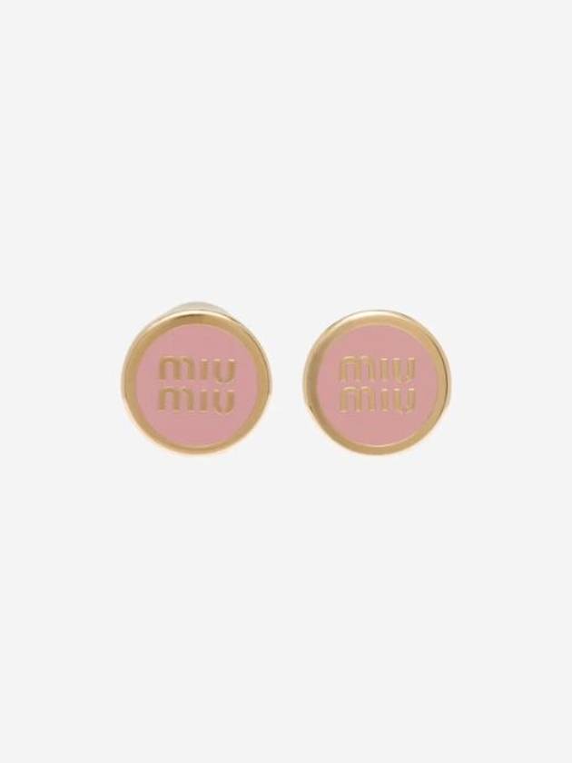 Enameled Metal Earrings Orchid Pink - MIU MIU - BALAAN 3