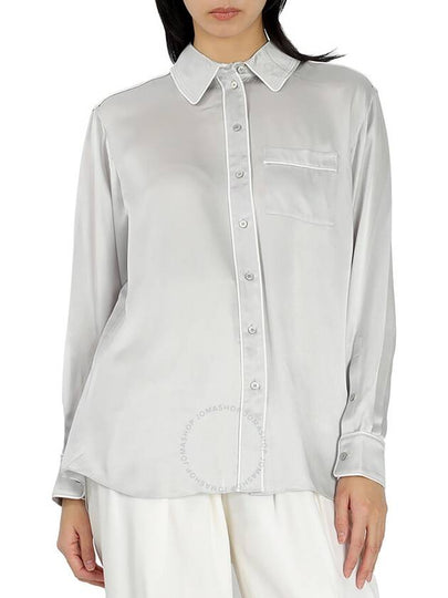 silk satin shirt light gray - BURBERRY - BALAAN 2