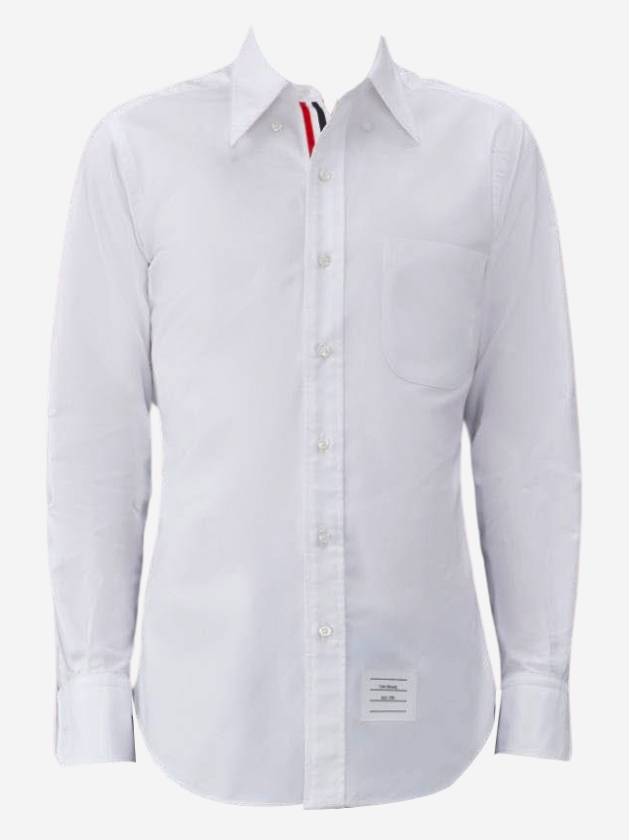 Men's Logo Patch Classic Cotton Long-Sleeve Shirt White - THOM BROWNE - BALAAN 2