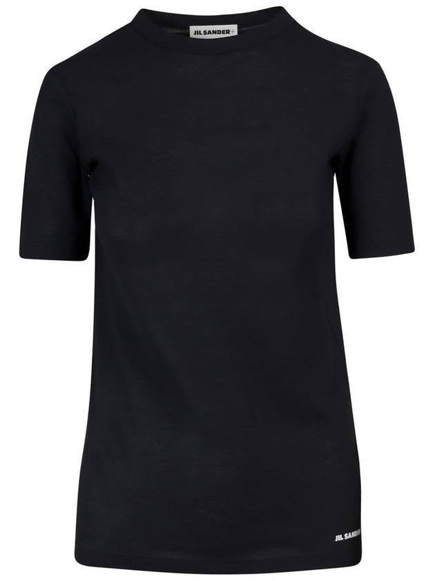 Women's Logo Hem Slim Short Sleeve T-Shirt Navy - JIL SANDER - BALAAN.