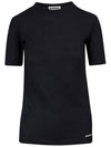 Women's Logo Hem Slim Cotton Short Sleeve T-Shirt Navy - JIL SANDER - BALAAN 1