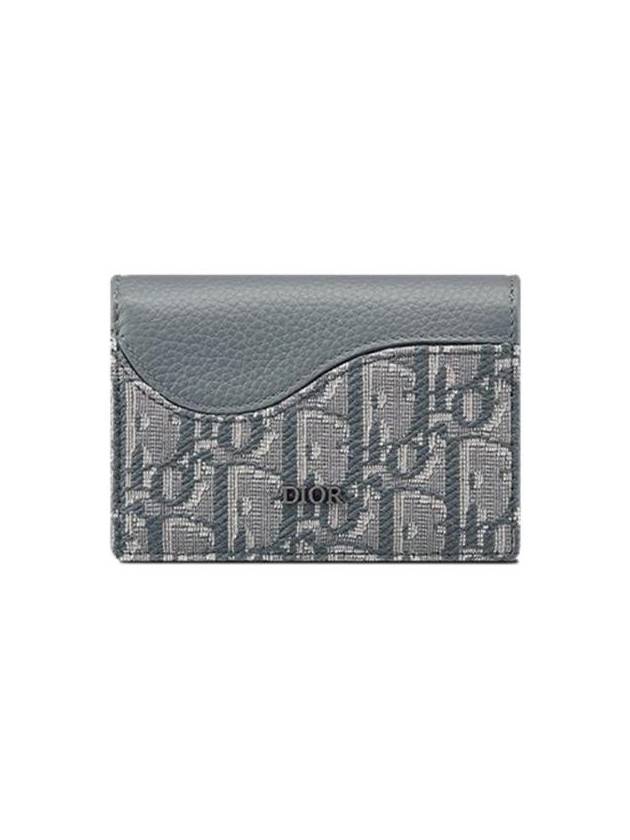 Saddle Oblique Jacquard Canvas Card Wallet Deep Grey - DIOR - BALAAN 1