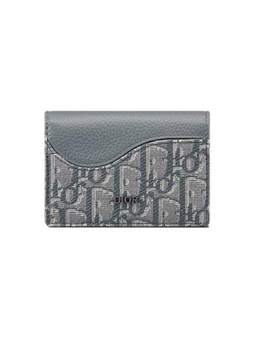 Saddle Oblique Jacquard Canvas Card Wallet Deep Grey - DIOR - BALAAN 1