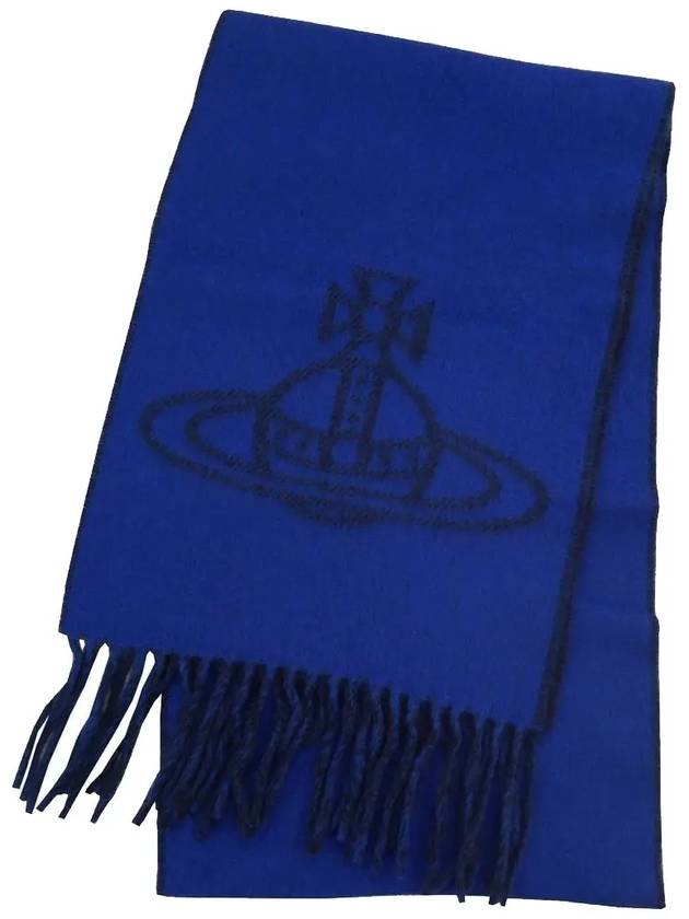 Big ORB Reversible Wool Muffler Royal Blue 81030006 K405 - VIVIENNE WESTWOOD - BALAAN 1