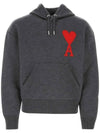 Big Heart Logo Wool Hoodie Grey - AMI - BALAAN 1