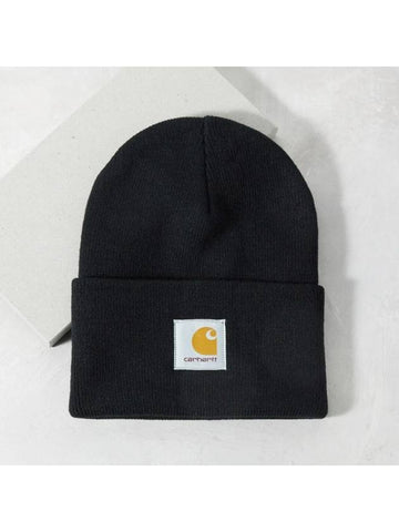 Men s Logo Patch Beanie Black I020222 - CARHARTT - BALAAN 1