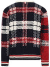 Tartan Check Jacquard Wool Mohair Knit Top Red Beige - THOM BROWNE - BALAAN 4