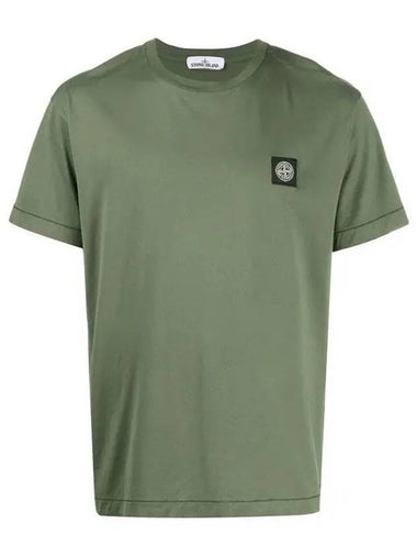 Logo Patch Short Sleeve T-Shirt Khaki - STONE ISLAND - BALAAN 1