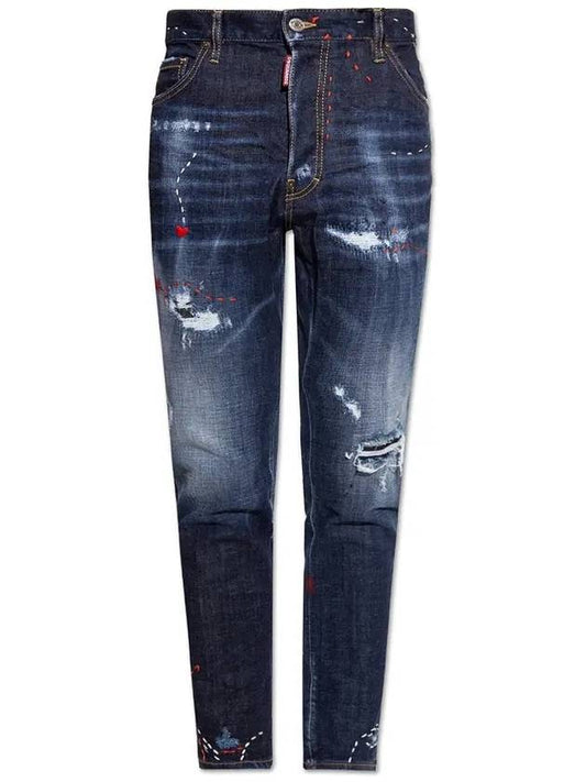 Men's Love Disaddam Wash Relax Crotch Jeans Blue - DSQUARED2 - BALAAN.