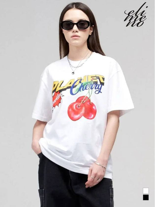 EL Planet Cherry Overfit Short Sleeve Tee White - ELIMENO - BALAAN 2