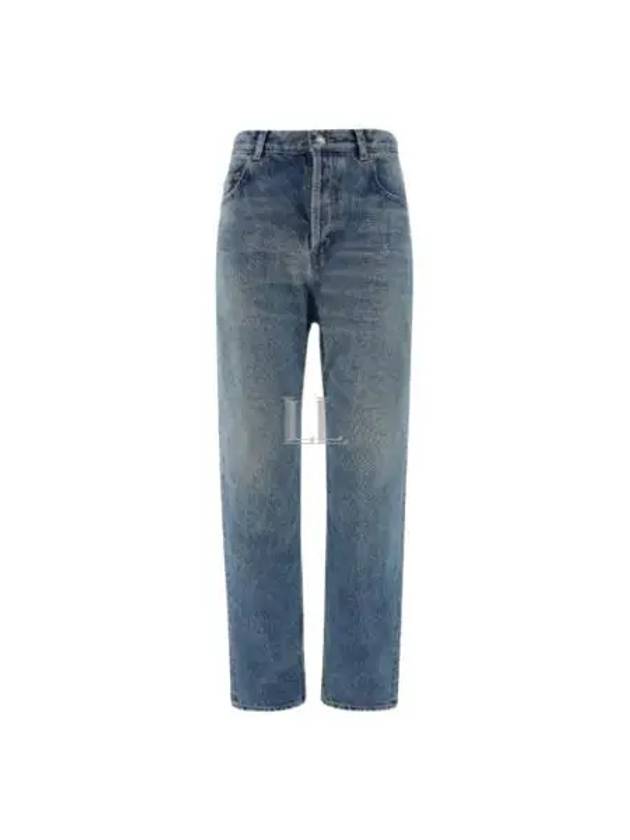 Vanessa High Waist Denim Straight Jeans Blue - SAINT LAURENT - BALAAN 2