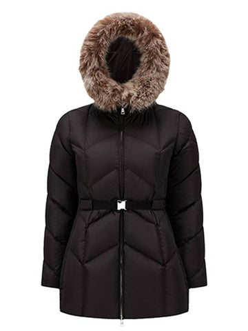 1A00132 54155 999 GENIN Logo Patch Down Fur Velcro Padded Black Women s Jacket TSH - MONCLER - BALAAN 1