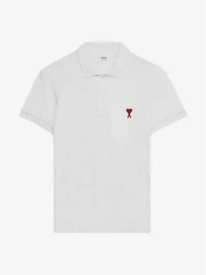 Heart Logo Polo Shirt White - AMI - BALAAN 2