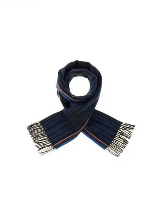 Side color combination striped cash wool scarf navy 270933 - PAUL SMITH - BALAAN 1