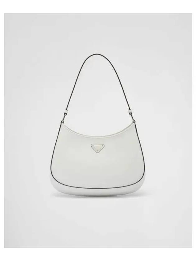 Triangular Logo Cleo Brushed Leather Shoulder Bag White - PRADA - BALAAN 2