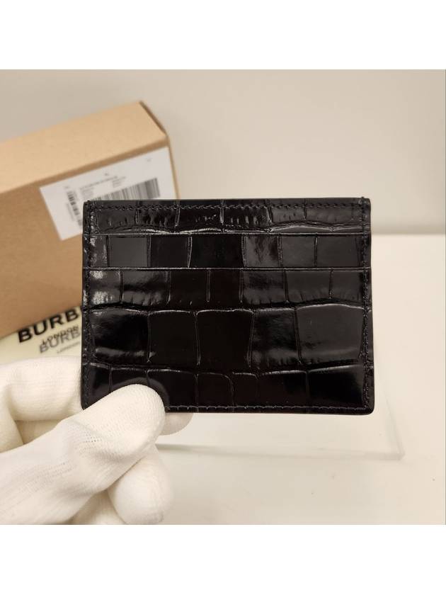 TB Embossed Logo Leather Card Wallet Black - BURBERRY - BALAAN 4