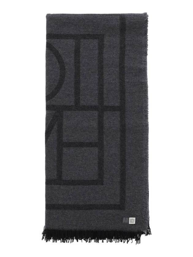 Monogram Wool Cashmere Scarf Black - TOTEME - BALAAN 2