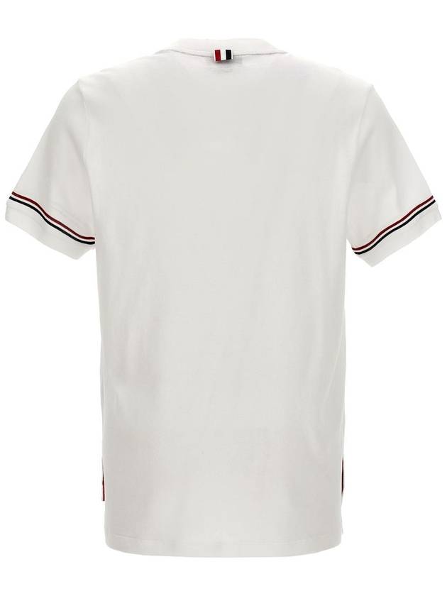 Striped Detail Crew Neck Cotton Short Sleeve T-Shirt White - THOM BROWNE - BALAAN 3