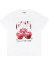 Basic Cherry Relax Jersey Short Sleeve T-Shirt White - GANNI - BALAAN 2