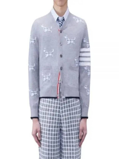 Hector Motif 4 Bar Cardigan Grey - THOM BROWNE - BALAAN 2