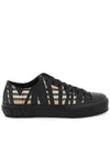 Slice Check Cotton Low Top Sneakers Black Archive Beige - BURBERRY - BALAAN 1