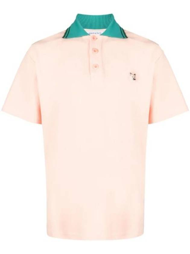 Tonal Fox Head Patch Polo Shirt Pink - MAISON KITSUNE - BALAAN 1