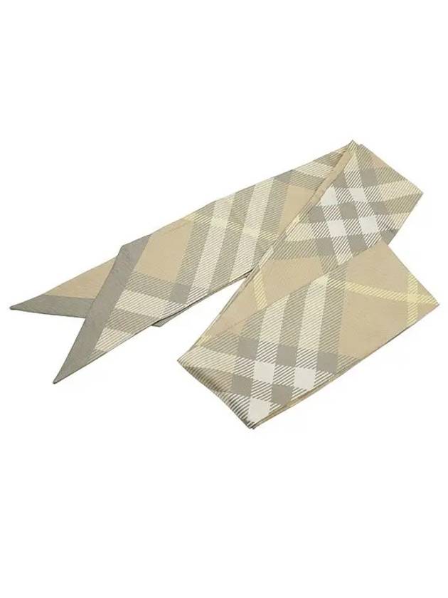 Skinny Check Silk Scarf Flax - BURBERRY - BALAAN 3