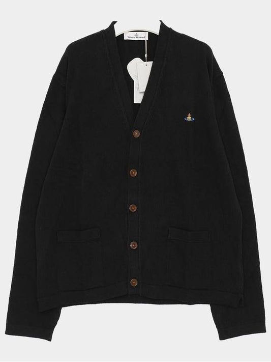 V Neck Cotton Cardigan Black - VIVIENNE WESTWOOD - BALAAN 2