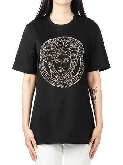 Women's Medusa Studded Short Sleeve T-Shirt Black - VERSACE - BALAAN 2