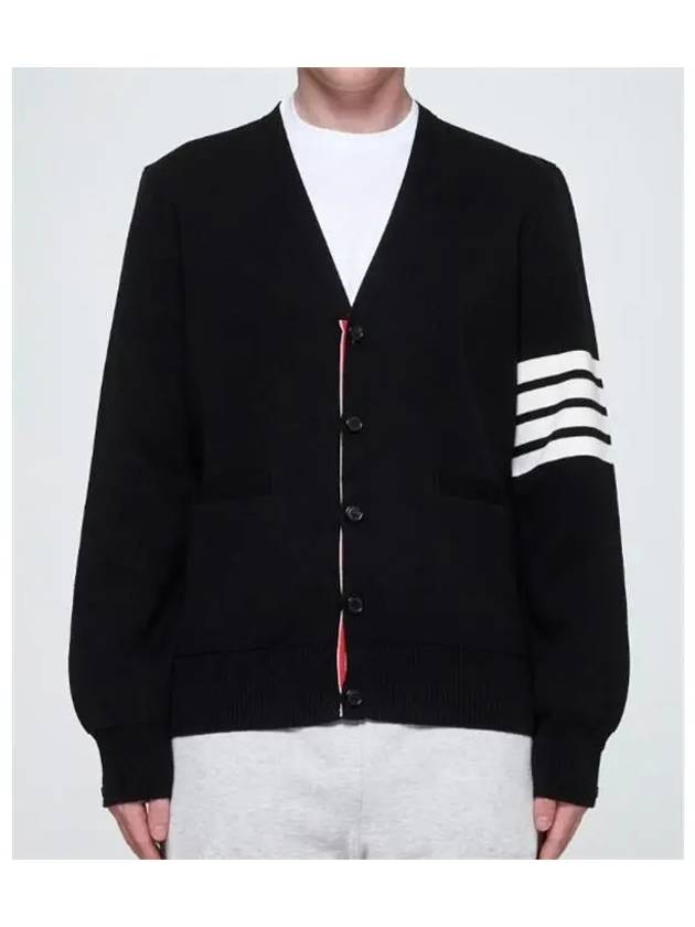 Milano Stitch 4-Bar Cardigan Black - THOM BROWNE - BALAAN 2