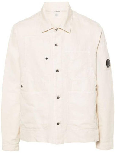 Cotton Linen Over Long Sleeve Shirt Beige - CP COMPANY - BALAAN 1