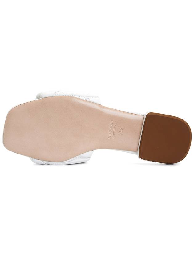 Women's Logo Leather Slippers White - MIU MIU - BALAAN.