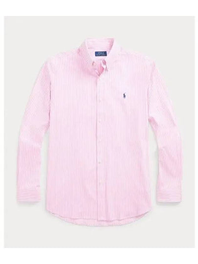 Logo Embroidery Striped Poplin Long Sleeve Shirt Pink - POLO RALPH LAUREN - BALAAN 2