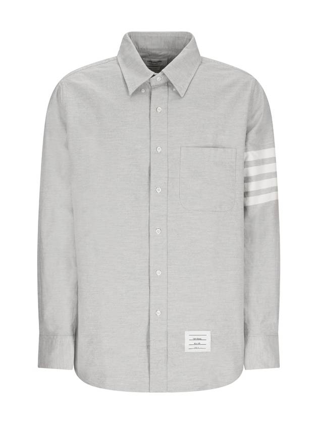 Men's Diagonal Solid Flannel Long Sleeve Shirt Grey - THOM BROWNE - BALAAN 2