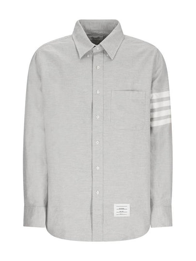 Men's Diagonal Solid Flannel Long Sleeve Shirt Grey - THOM BROWNE - BALAAN 2