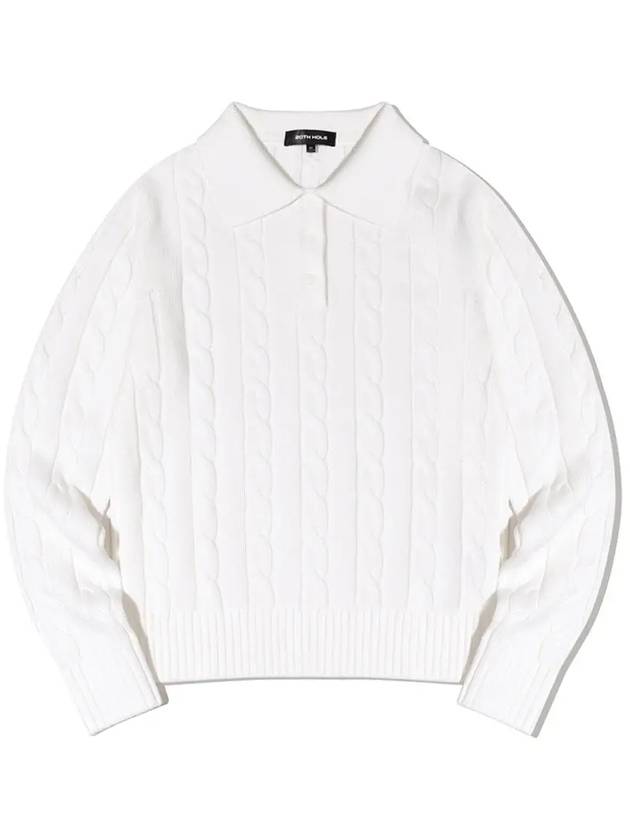 Cable collar long sleeve knit IVORY - 20THHOLE - BALAAN 2