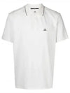 Stretch Piquet Regular Striped Collar Polo Shirt White - CP COMPANY - BALAAN 2