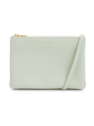 Trio Medium Lambskin Shoulder Bag Light Green - CELINE - BALAAN.