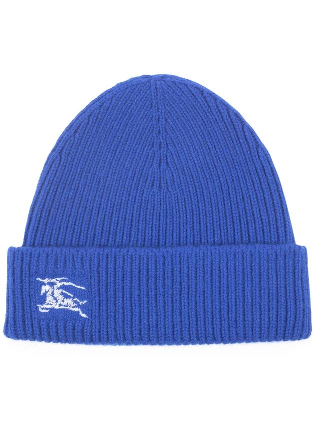 Embroidered Logo Ribbed Cashmere Beanie Blue - BURBERRY - BALAAN 2