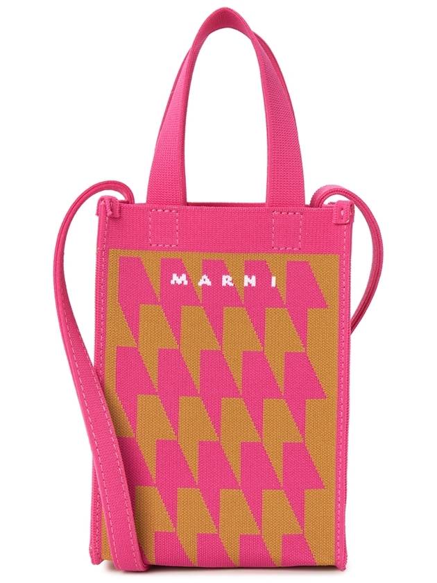 Houndstooth Pattern Small Tote Bag Rose - MARNI - BALAAN 2