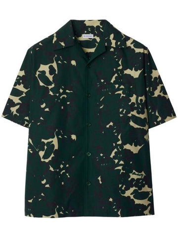 Ivy Cotton Short Sleeve Shirt Jungle - BURBERRY - BALAAN 1