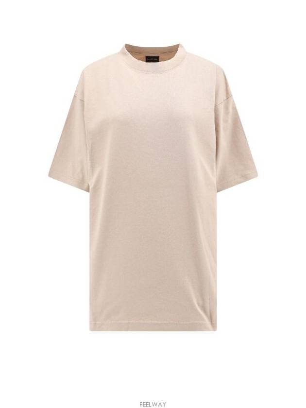 Logo Print Short Sleeve T-Shirt Beige - BALENCIAGA - BALAAN 3