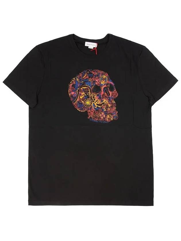 Skull Skull Printing Short Sleeve T-Shirt Black - ALEXANDER MCQUEEN - BALAAN 7